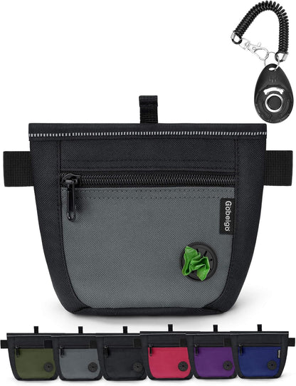 2 Cup Dog Treat Pouch with Training Clicker(Black/Gray)