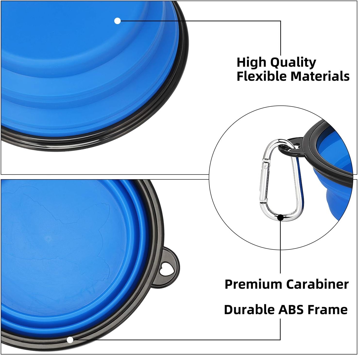 Large Collapsible Dog Bowls 2 Pack, 34Oz Foldable Dog Travel Bowl