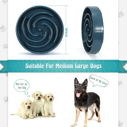 Large Blue Slow Feeder Maze Puzzle Bowl - Non-Slip Interactive Feeding Dish for Medium Dogs, Promotes Healthy Eating and Reduces Bloat and Choking Risks