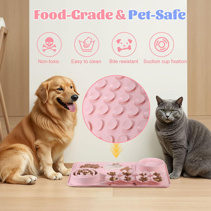 Silicone Lick Mat for Dogs and Cats – Interactive Slow Feeder and Puzzle Mat for All Breeds, Non-Slip Design with Spatula for Fast Eaters