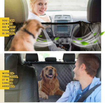 Premium Waterproof Dog Car Seat Cover for Back Seat with Mesh Window, Scratch-Resistant Non-Slip Hammock Design