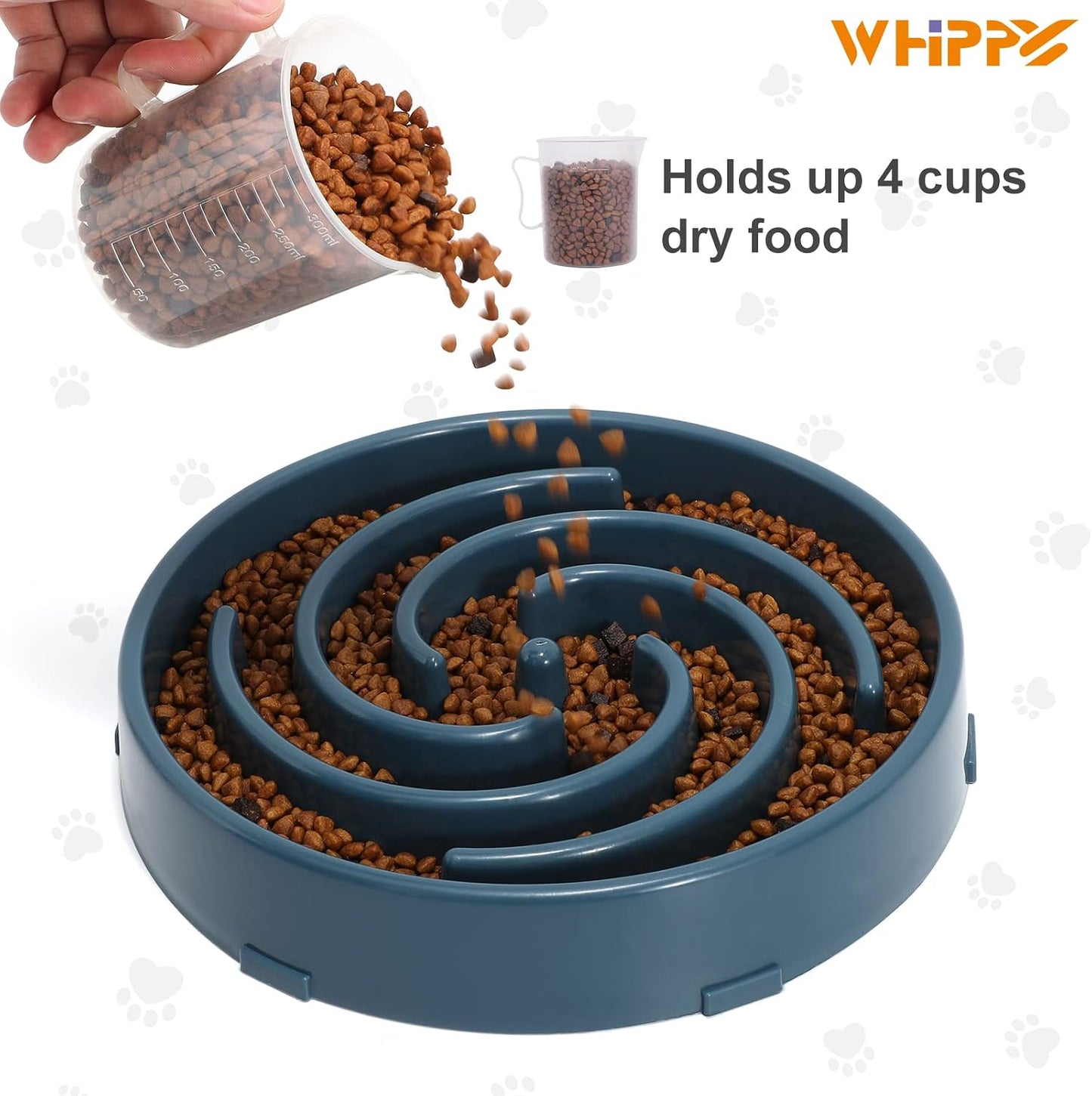 Large Blue Slow Feeder Maze Puzzle Bowl - Non-Slip Interactive Feeding Dish for Medium Dogs, Promotes Healthy Eating and Reduces Bloat and Choking Risks