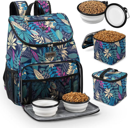 Dog Travel Backpack - Airline Approved Pet Carrier with Collapsible Bowls and Food Baskets