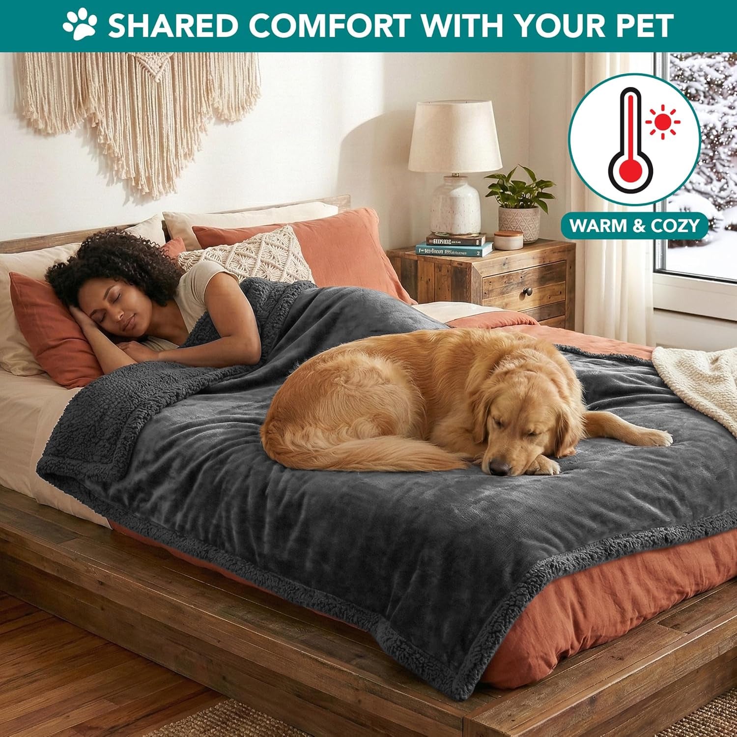 Dog Blanket for Large Medium Pets Cats, 80X60 Twin XL, Solid Gray