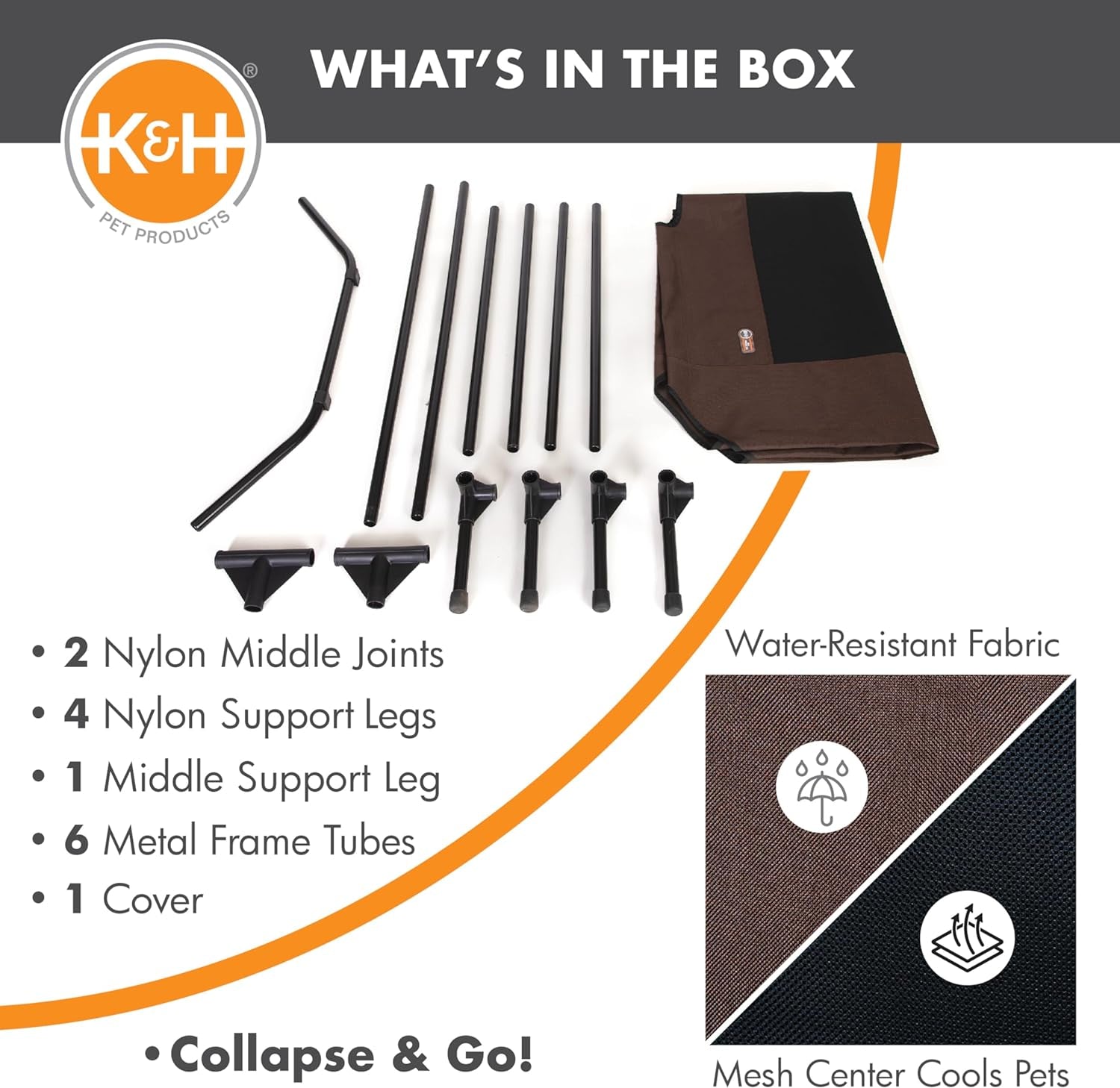 K&H Outdoor Elevated Cooling Dog Bed, Chocolate, Extra Large 50" x 32