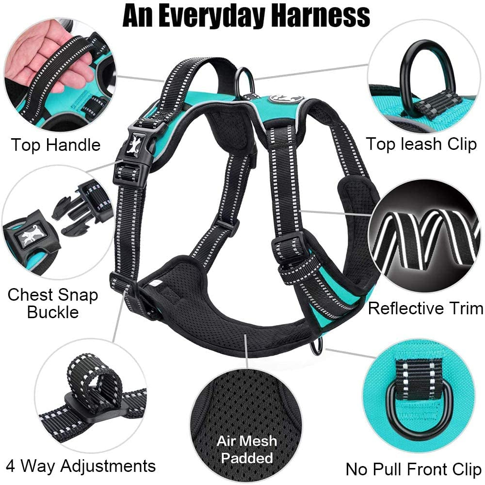 No Pull Dog Harness Medium, Reflective Vest with Front Clip & Handle