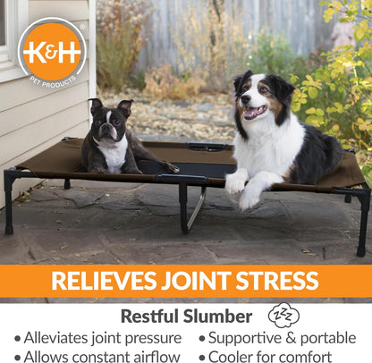 K&H Outdoor Elevated Cooling Dog Bed, Chocolate, Extra Large 50" x 32