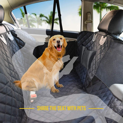 Premium Waterproof Dog Car Seat Cover for Back Seat with Mesh Window, Scratch-Resistant Non-Slip Hammock Design