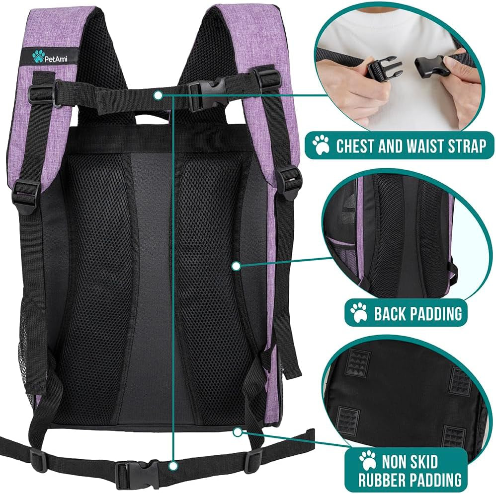 Dog Backpack Carrier Airline Approved Cat Pet Puppy Bag, Purple