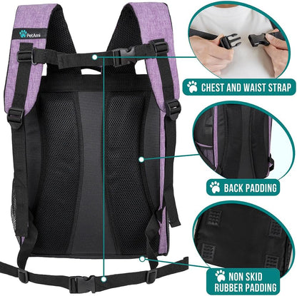 Dog Backpack Carrier Airline Approved Cat Pet Puppy Bag, Purple
