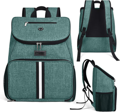 Dog Travel Backpack - Airline Approved Pet Carrier with Accessories Set, Includes 2 Silicone Collapsible Bowls and 2 Food Baskets, Green