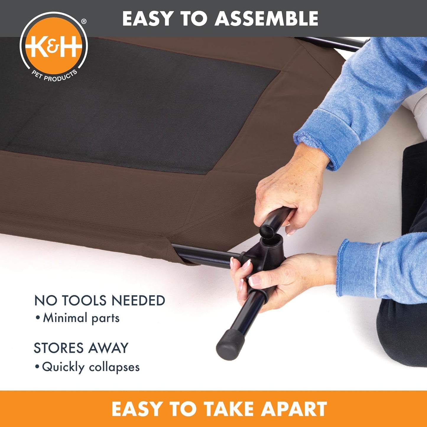 K&H Outdoor Elevated Cooling Dog Bed, Chocolate, Extra Large 50" x 32