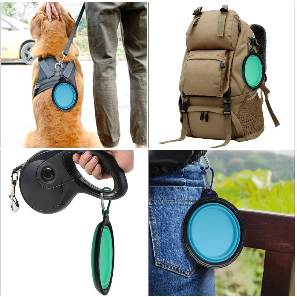 Collapsible Pet Bowl Set for Dogs and Cats, Portable Silicone Feeders, Foldable and Expandable for Food and Water, Ideal for Travel and Camping (Light Blue and Light Green)