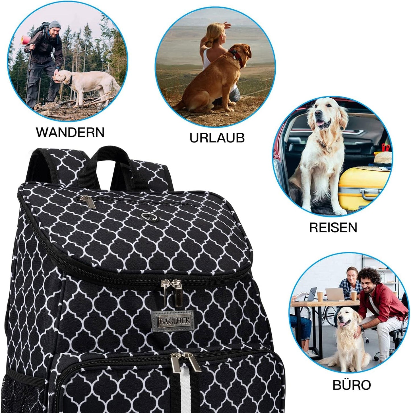 Dog Travel Backpack - Airline Approved Pet Carrier with Silicone Collapsible Bowls and Food Baskets