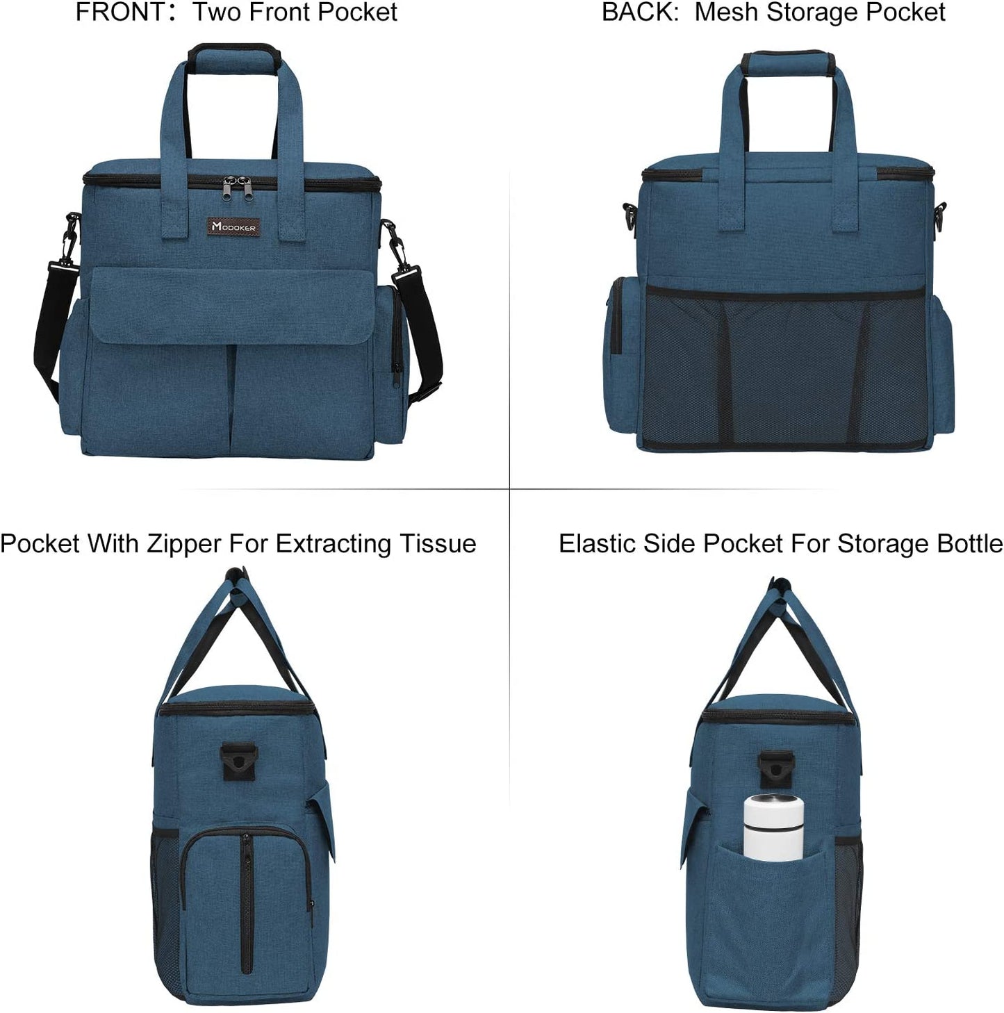 Premium Weekend Dog Travel Bag Set with Two Food Bags, Two Bowls, and Mat in Blue