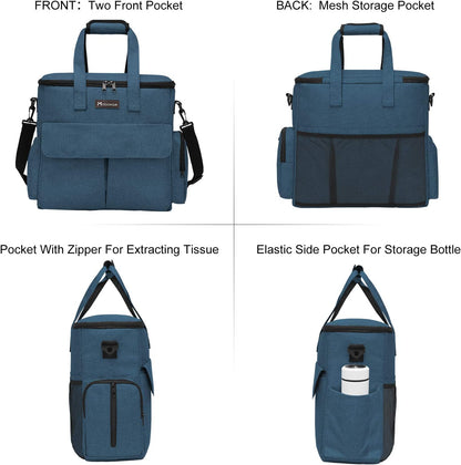 Premium Weekend Dog Travel Bag Set with Two Food Bags, Two Bowls, and Mat in Blue