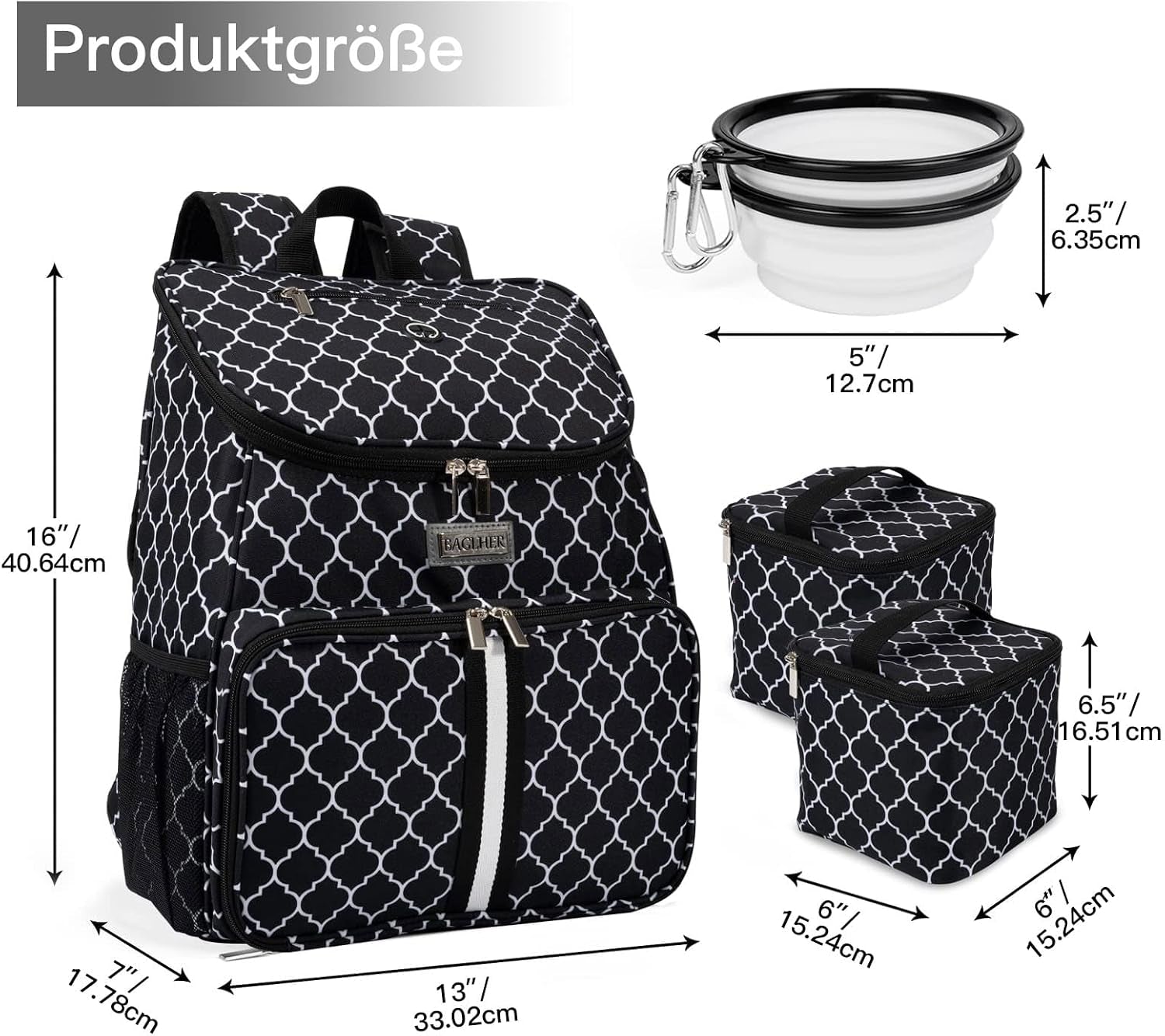 Dog Travel Backpack - Airline Approved Pet Carrier with Silicone Collapsible Bowls and Food Baskets
