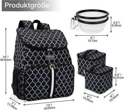 Dog Travel Backpack - Airline Approved Pet Carrier with Silicone Collapsible Bowls and Food Baskets