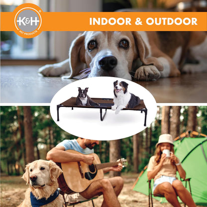 K&H Outdoor Elevated Cooling Dog Bed, Chocolate, Extra Large 50" x 32