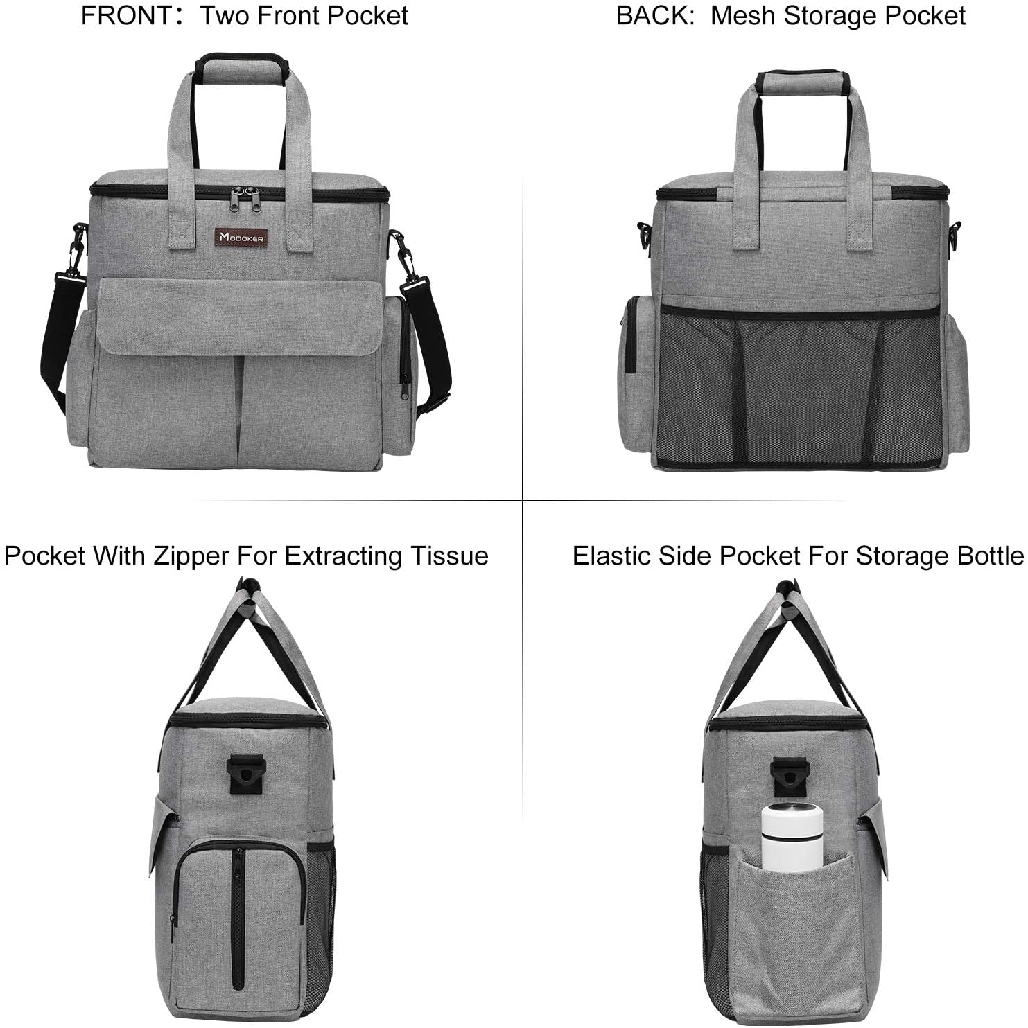 Weekend Dog Travel Bag Set with 2 Food Bags, 2 Bowls and Mat, Grey