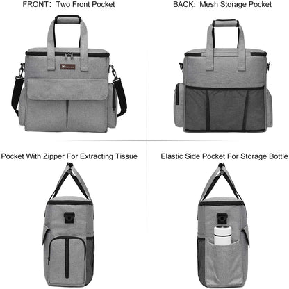 Weekend Dog Travel Bag Set with 2 Food Bags, 2 Bowls and Mat, Grey