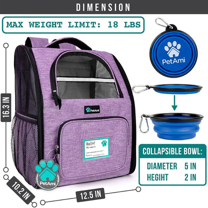 Dog Backpack Carrier Airline Approved Cat Pet Puppy Bag, Purple