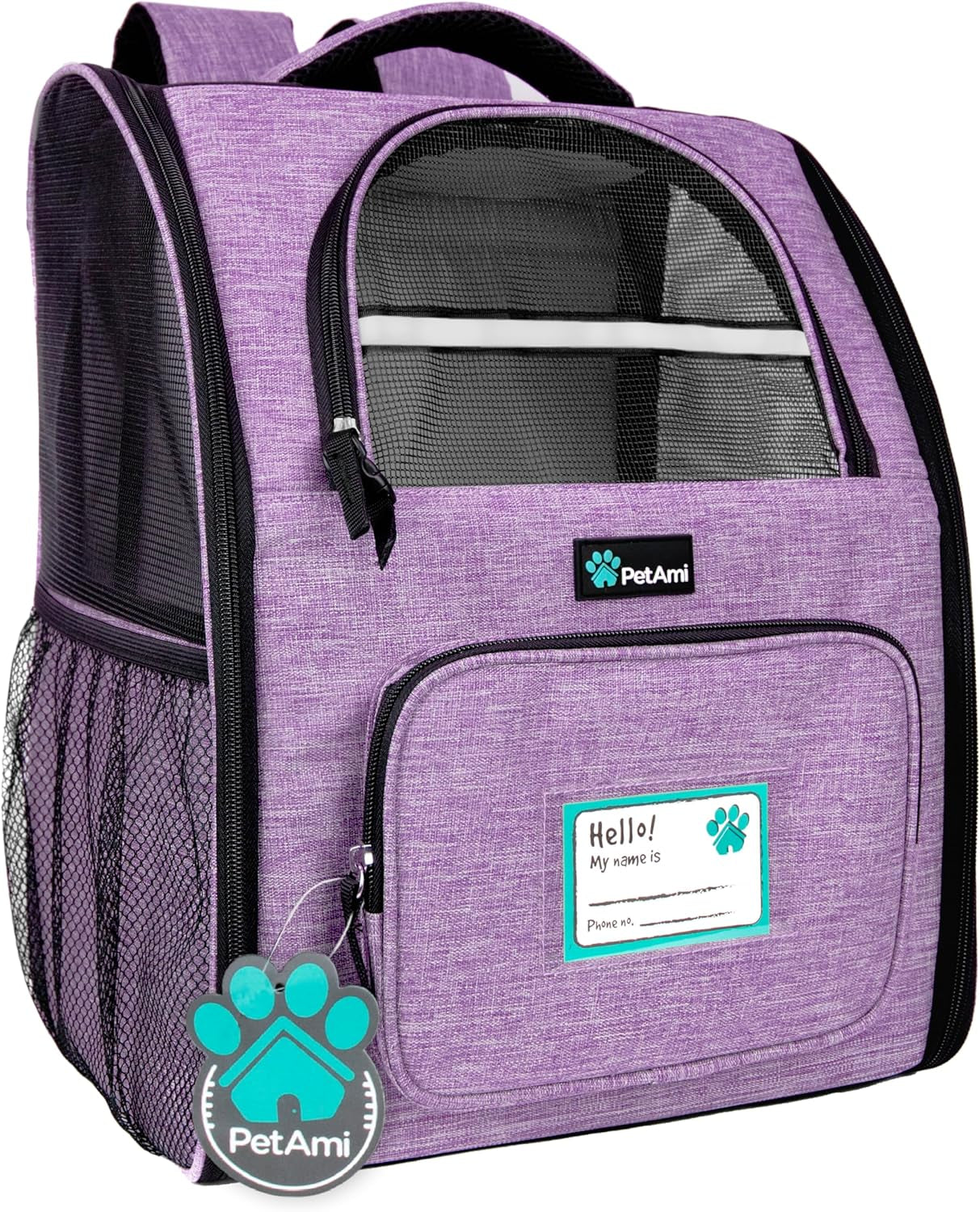 Dog Backpack Carrier Airline Approved Cat Pet Puppy Bag, Purple