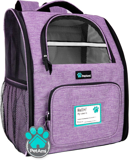 Dog Backpack Carrier Airline Approved Cat Pet Puppy Bag, Purple