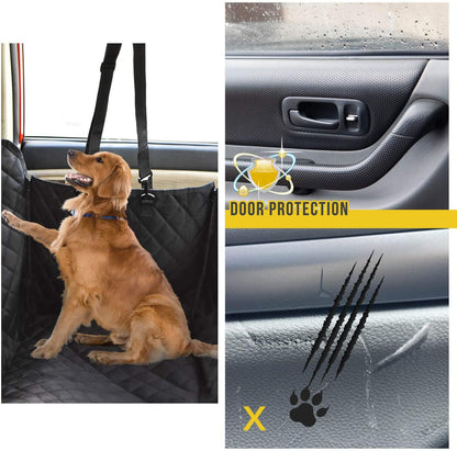 Premium Waterproof Dog Car Seat Cover for Back Seat with Mesh Window, Scratch-Resistant Non-Slip Hammock Design