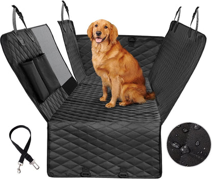 Premium Waterproof Dog Car Seat Cover for Back Seat with Mesh Window, Scratch-Resistant Non-Slip Hammock Design